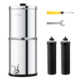 VEVOR Gravity-fed Water Filter System, 2.25G 304 Stainless-Steel Countertop System, Water Filtration System, Reduces Lead and up to 99% of Chlorine